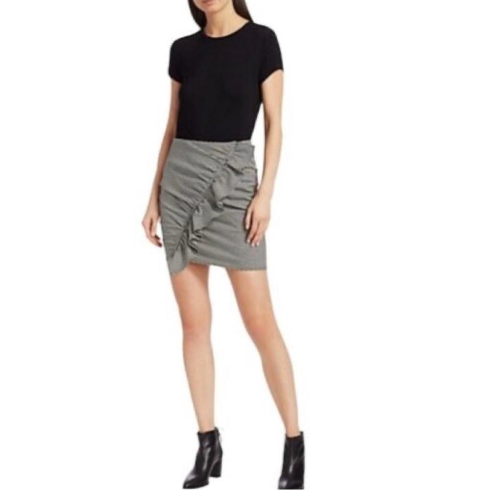 M2 A.L.C. Ruffle Houndstooth Black White Women 2 Cotton Dark Academia‎ Preppy